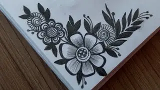 Easy Border Design for Project | Easy corner Drawing Tutorial For Beginners | Border Flower Drawing