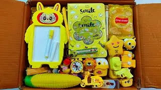 Ultimate Yellow Stationery Items, Pencil Box, sipper bottle, Sharpener, Pouch, writing board,pen