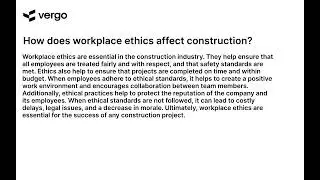Construction Ethics in the Workplace