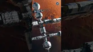 Epic Shot of a Futuristic Space Station Orbiting Mars | The Red Planet in Stunning Detail 🌌🚀 #Mars