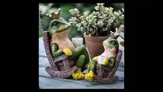 cement frogs in garden #frog #diy #cement