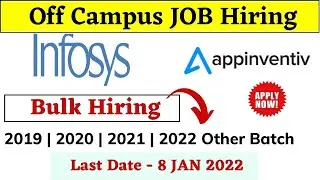 Infosys | Appinventiv Off Campus Drive 2022 | 2021 | 2020 | 2019 - Job in infosys | No % Criteria