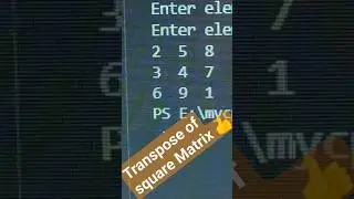 Transpose of square Matrix in C#amazing #programming #shorts #program #coding #cse