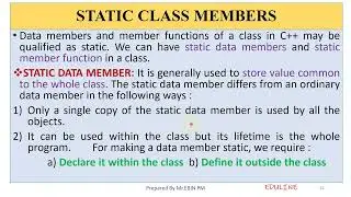 TOPIC 15 - STATIC CLASS MEMBERS