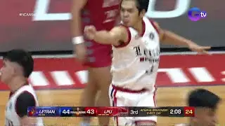 Tommy Olivario knocks down a big three to extend Letran's lead to 4! #NCAASeason98