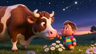 Friendly Cow in Meadow 🐄🌼 Fun Farm Song for Kids | Learn Animals and Playtime Music
