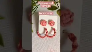 macrame stud earrings 💞 with single strand cotton macrame #smallbusiness #handmade #macrameearrings