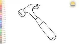 Hammer drawing easy | How to draw hammer tool step by step | Outline drawing | art janag