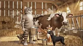 Cat dairy farming 🐄 🚜 #catdance #cartoon #cartoonforkids #kitten #cat