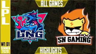 LNG vs SN Highlights ALL GAMES | LPL Summer 2020 W1D1 | LNG Esports vs Suning