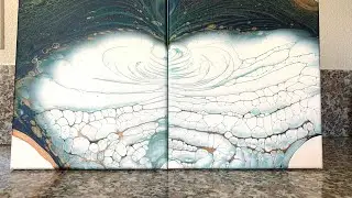 2 Color Acrylic Pour on 2 Canvas - Simple Cloudy Effect