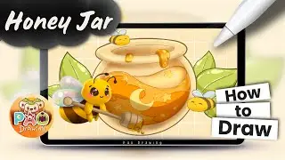 How to Draw a Cute Honey Jar with Bees 🍯✨