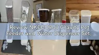 Review NKECOBJI Gravity Pet Feeder and Water Dispenser Set, Automatic Dog Feeder and Dog Water Dispe