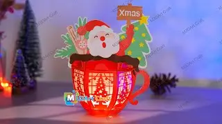 How to make Santa Christmas Hot Cocoa Lantern, Shadow Box, Light Box - DIY Christmas Decorations