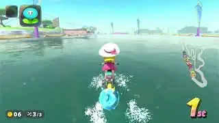 Mario Kart World: Peach (Vacation) races in GCN Peach Beach