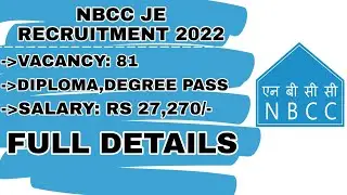 NBCC RECRUITMENT 2022,TOTAL POST:81,FULL DETAILS: AGE,ELIGIBILITY,SALARY,SELECTION PROCESS ETC