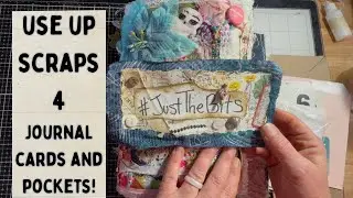 #justthebits Январь/используем обрезки ткани для изготовления кармашков и карточек для скрапбукинга