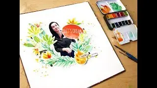 Making watercolor layout with Tropical set Watercolor confections by Prima
