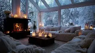 ❄️ 3 Hours White Ember Fireplace Ambience | Soft Snowfall Glow for Relax, Deep Focus & Stress Relief