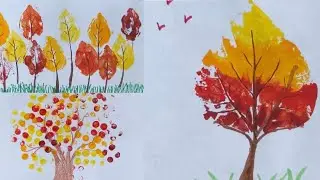 Easy Fall tree painting. Leaf painting and lego painting fall trees. Fall tree art and craft