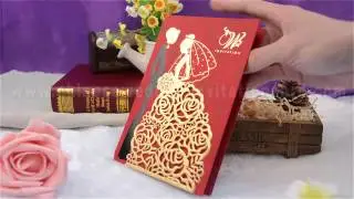 Pierced wedding dress wedding invitaiton card