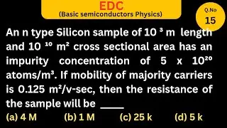 Q15. Find the resistance of the semiconductor sample? EDC: Gate | IES | ISRO |TRANSCO |GENCO |TGPSC