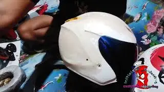 custom modifikasi helm yamaha menjadi ala ala agv #part2 #repaint #customhelmet #halfface