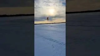 Kite surfers at Sunset - Lake Scugog #snowmobile #sunset #sledding #sleds #winter #peopleareawesome