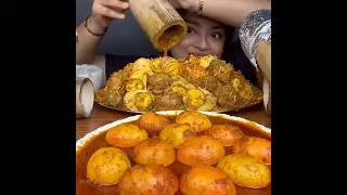 ASMR: EATING SPICY MUTTON CURRY🔥 BASMATI RICE || #shorts #mukbangn#asmreating #mukbangasmr #asmr