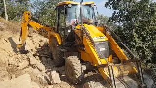 JCB Backhoe Breaking and Clearing Rocks | Heavy Machinery Rock Work