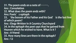 Elegy Written In a Country Church Yard.. Important question answers.. #hsa #hsst