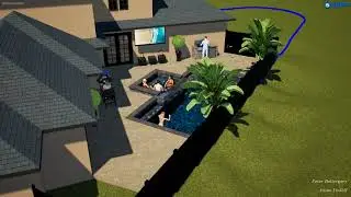 Dark bottom pool and spa with tanningledge for Cardell Construction