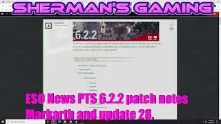 ESO News PTS 6.2.2 patch notes Markarth and update 28.