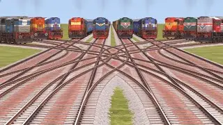 ALL TRAINS PASSING BY BUMPY RAILROAD TRACKS ZIG ZAG RISKY ...