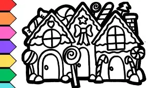 EASY Christmas House Drawing & Coloring (Version 2) for Beginners!🎄 Step-by-Step Tutorial