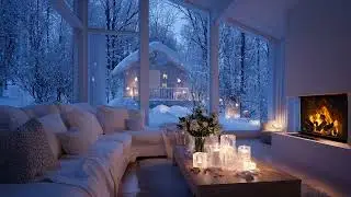 Soft Piano Music on a Snowy Winter Night | Calm Ambience for Study, Reading and Relaxation