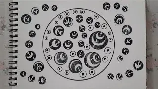 How to Draw a Circular Zentangle with 3D Circles | Step-by-Step Relaxing Art