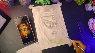 Maa Durga Sketch | Realistic Goddess Durga Drawing | Navratri Special Art | step by step #DurgaPuja