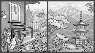 Color by Number Art Loop | Hey Color app Porch & Pagoda Cherry Blossom Summer Fun #coloringbook