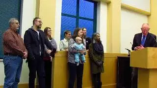 Mayor presents proclamation via iPad -- 4-3-2018