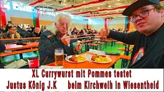 XL Currywurst mit Pommes testet Justus K&ouml;nig J.K 👑 beim Kirchweih in Wiesentheid 