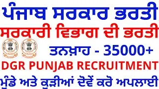 DGR PUNJAB RECRUITMENT OF IT MANPOWER | TOTAL 324 POSTS | UNDER PseGs