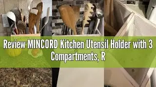 Review MINCORD Kitchen Utensil Holder with 3 Compartments, Rustic Wooden Storage Organizer Box Vinta