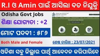 R.I and Amin Recruitment 2021 | Apply Online for 586 Posts | Odisha Govt Job