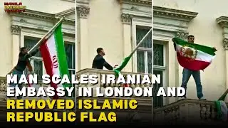  PROTESTERS REMOVE ISLAMIC REPUBLIC FLAG IN LONDON, RAISE LION AND SUN SYMBOL OF FREEDOM