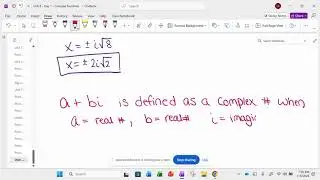 Alg 2H - Unit 8 - Day 1 - Complex Numbers