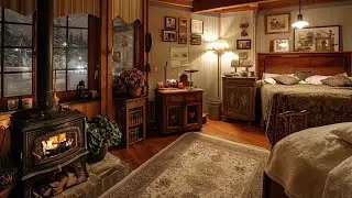 Blizzard White Noise for Sleep: Cozy Fireplace Sounds in Winter Cabin for Insomnia Relief