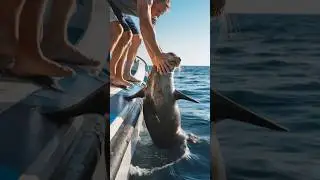 Shocking Moment Caught in the Middle of the Ocean! 🌊😱#OceanRescue #ShockingMoment #WildlifeInDanger