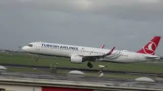 Storm Amy Turkish Airlines Airbus A321Neo go around. Touch and go 🛬🛫