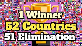 52 Countries & 51 Elimination Marble Race Tournament in Algodoo - World Marble Race